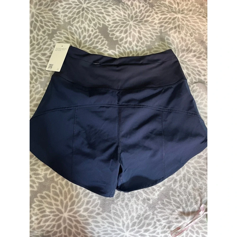 Quince Running Shorts XS Navy Blue High Rise‎ Built-in Liner Zipper Pocket NWT